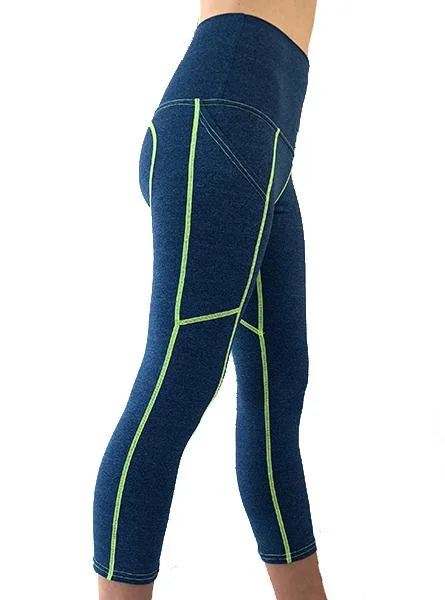 Trendy Comfort Cobalt Capri Pants With Pockets by WSI Sports Made in USA 731BPPT