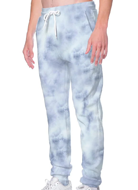 Weekend Style Cloud Distressed Tie Dye Fleece Jogger Sweatpant Made in USA 3557