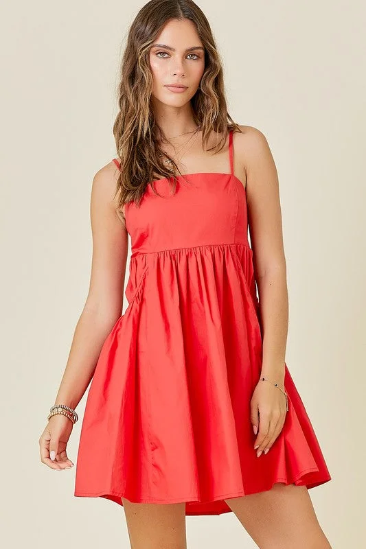 Cozy Outerwear Satin maxi dress Sleeveless Poplin Mini Dress With Pocket Detail