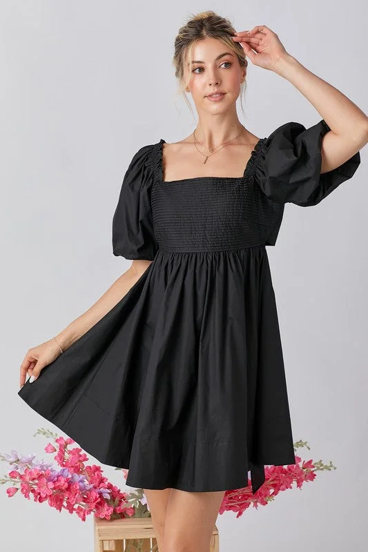 Urban Chic Pinafore dress Ruffle Square A-line Cotton Mini Dress
