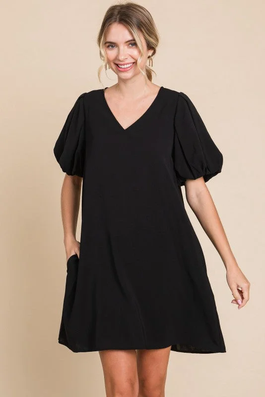 Breezy Comfort Cocktail evening dress Solid Dress with Pockets