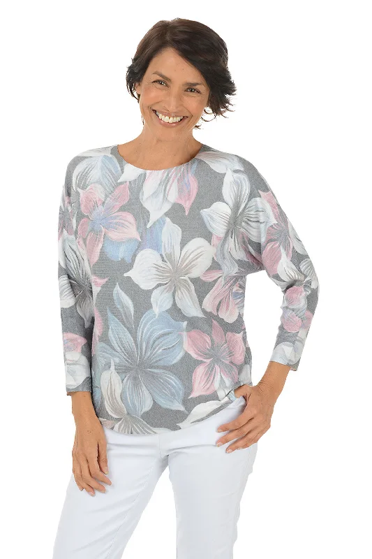 Easy Chic Open-front Knit Vest Plumeria 3/4 Dolman Sleeve Sweater