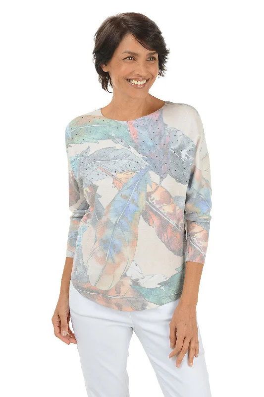 Soft Touch Twisted Knit SweaterColorful Feathers Jeweled Dolman Sleeve Sweater