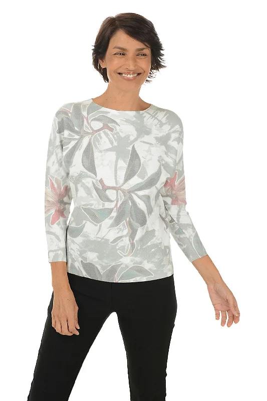 Everyday Comfort Cropped Knit Cardigan Tropical Dew 3/4 Dolman Sleeve Sweater