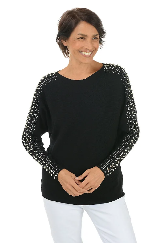Comfortable Fashion Knit Sweater Coat Pearl Embellished Long Sleeve Sweater