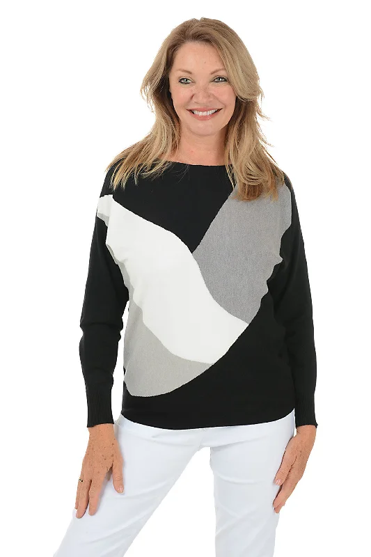 Cozy Chic Knit A-line Sweater Dress  Wheat Angled Colorblock Dolman Sleeve Sweater