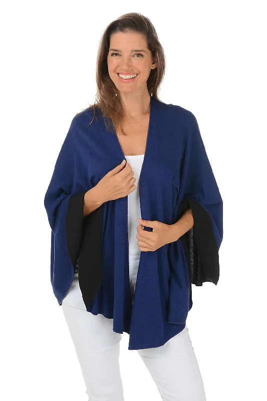 Casual Fit Chunky-knit Cobalt Reversible Wrap