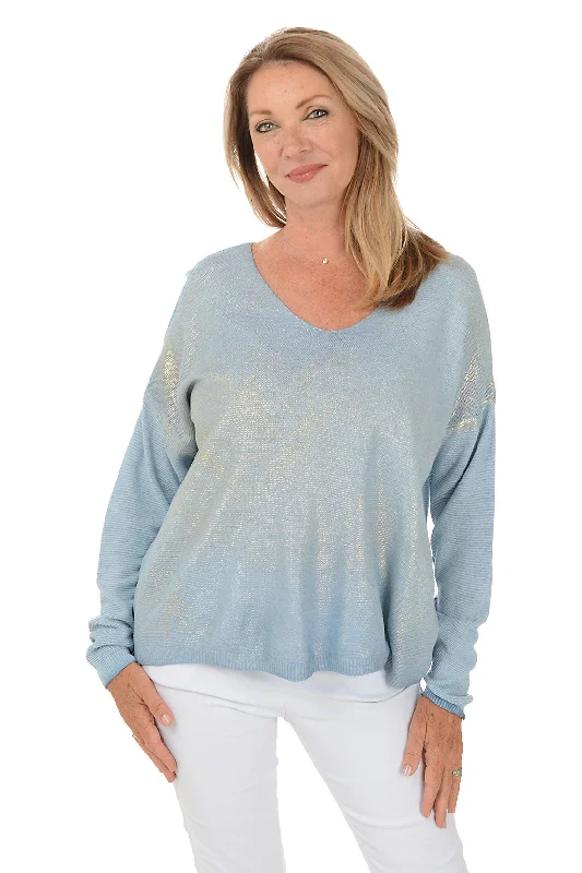 Casual Chic Outfits Classic-cable Shimmering Lightweight Sweater
