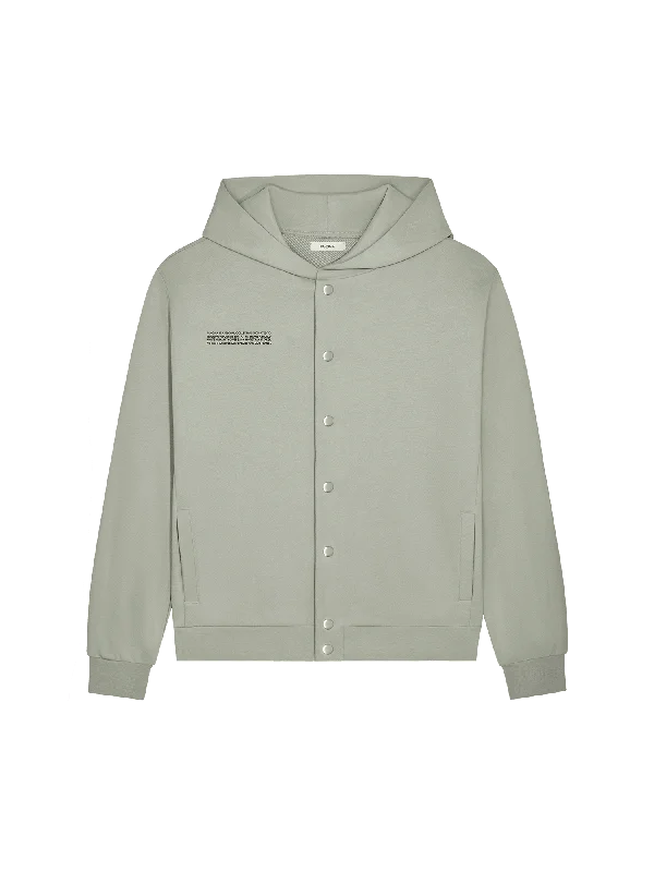 Comfortable Jeans V-neck Hoodie Womens 365 Midweight Snap Button Hoodie—moss green