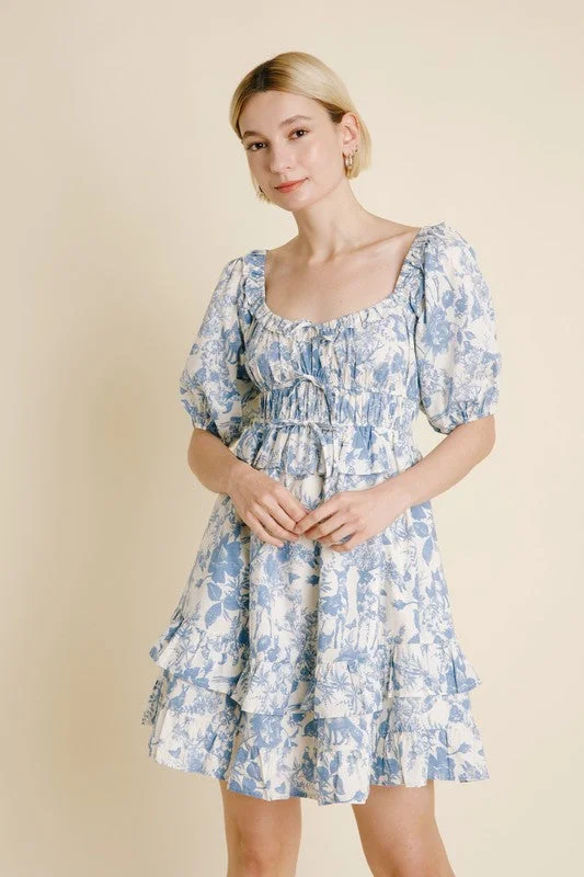 Cozy Fashion Faux leather dress Toile Print Mini Dress