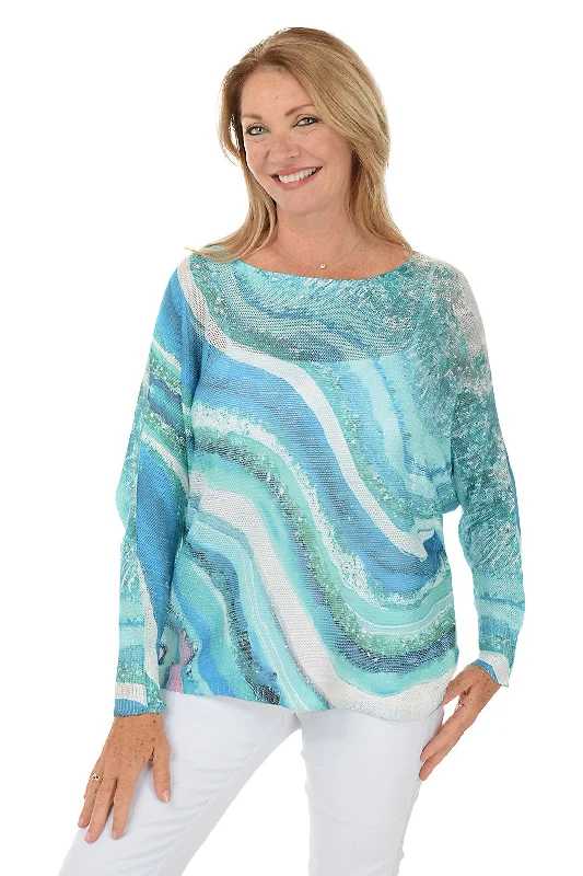 Soft Casuals Printed Ombre Waves Lightweight Sweater
