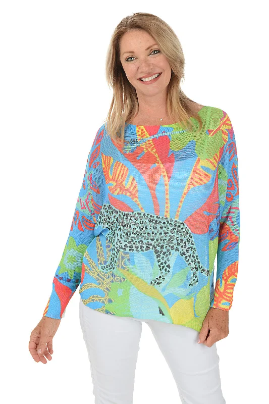 Simple Chic Blouson Leopard Safari Lightweight Sweater