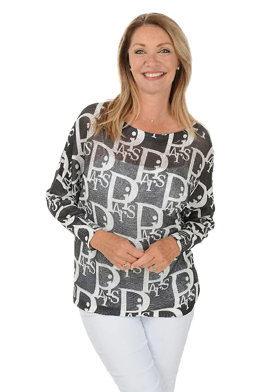 Elegant Fit Soft-touch Black Paris Lightweight Sweater