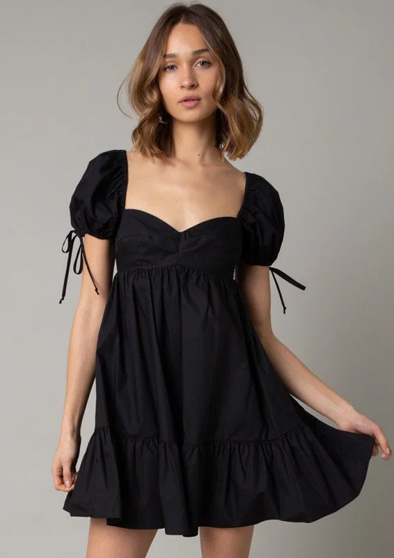 Casual Fit Ruffle sleeve dress Baby Doll Tie Dress