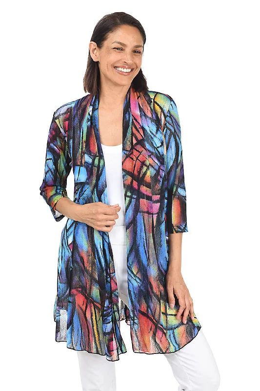 Light Fit Cashmere Mosaic Mesh Cardigan