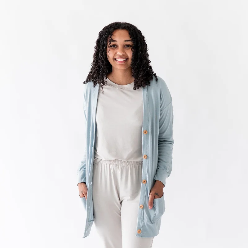 Light Dressing Avant-garde trend Bamboo Jersey Adult Cardigan in Fog