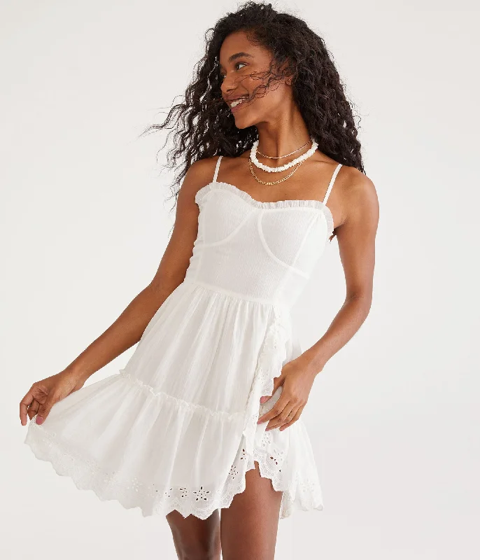 Urban Comfort Knit dress Aeropostale Solid Sweetheart Eyelet Fit & Flare Dress