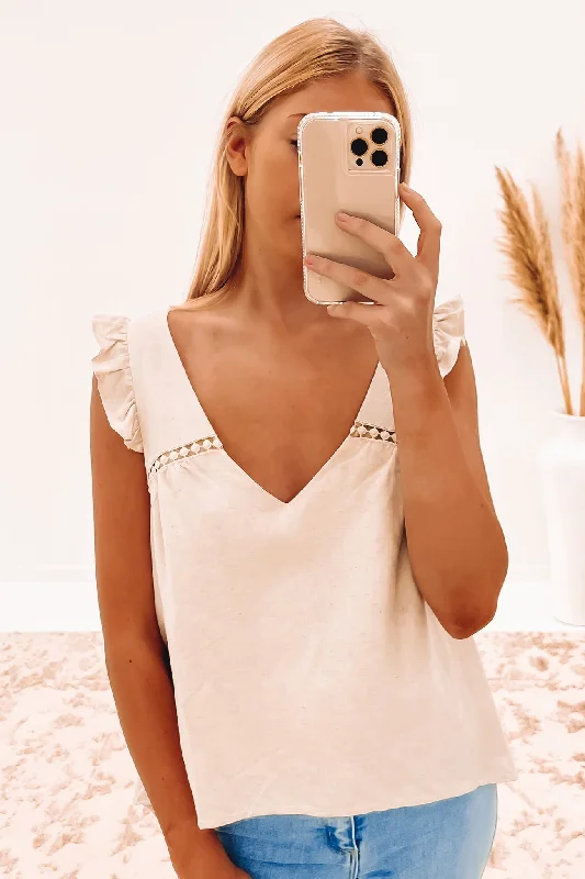 Stylish Ease Women’s tulle camisole Anya Top Stone