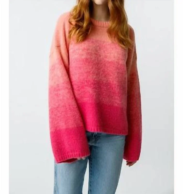 Chic Comfort Wide Sleeve Knit Sweater Aretha Tonal Sweater In Carnation
