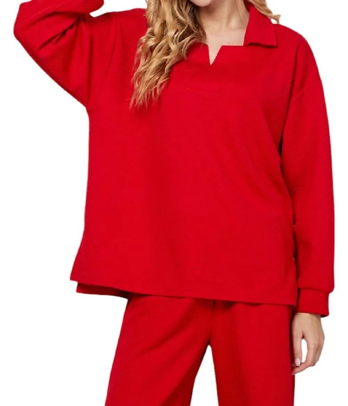 Comfort Fit High-low Knit Sweater As It Was Top In Red