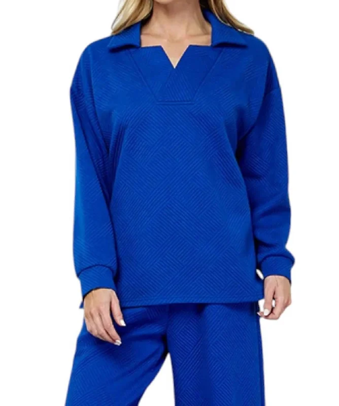 Easy Style Vintage Knit Pullover As It Was Top In Royal