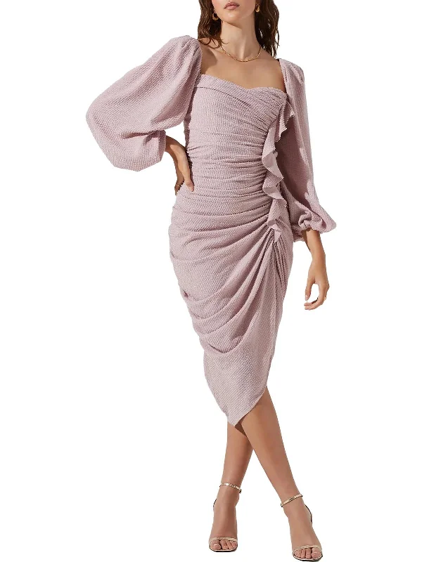 Cozy Chic Wear Lace overlay dress Athens Womens Metallic Midi Cocktail and Party Dress