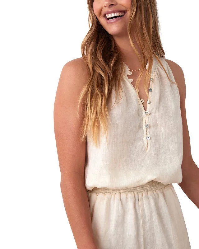 Easy-to-Wear  Casual knit pullover Bella Dahl Sleeveless Elastic Waist Linen Pullover