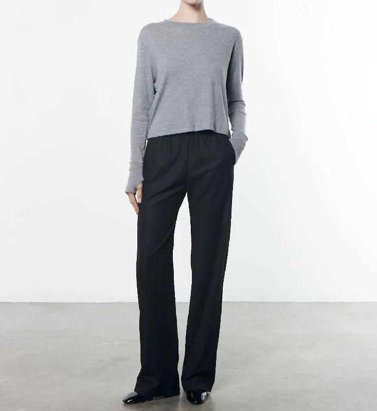 Cozy Dress Textured Cashmere Boxy L/s Crew In Smoke