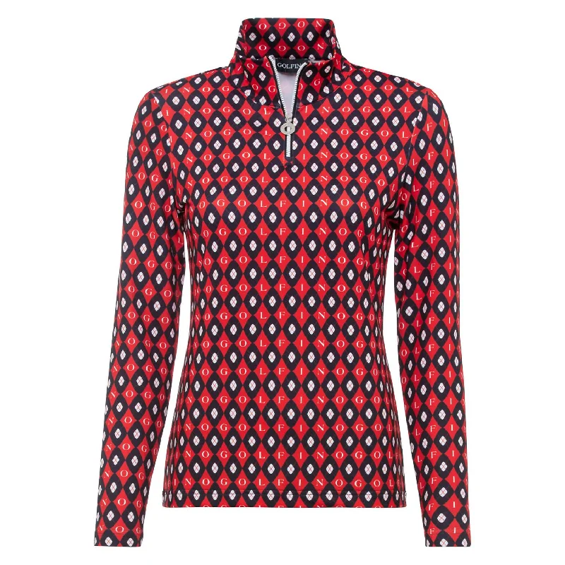 Light Dressing Turtle Neck Knit Sweater Classic Tricolor Troyer Sweater In Red/black/white