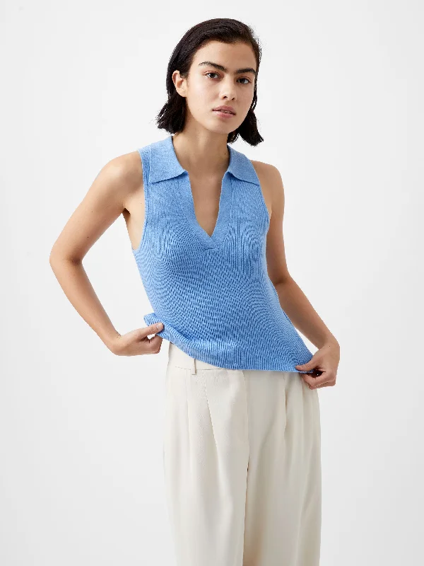 Weekend Style Faux Fur Knit Sweater Cosysoft V Neck Sleeveless Sweater