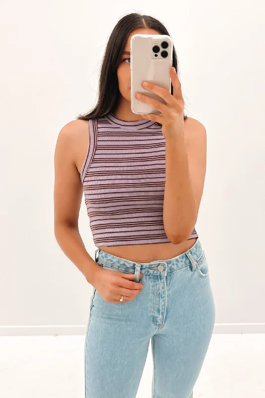 Cozy Apparel Light-weight women’s camisole Erin Stripe Tank Purple