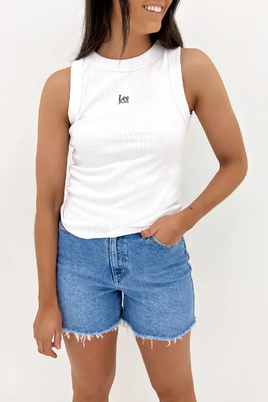Lounge Chic Plain camisole for women Essential Rib Tank Timeless White