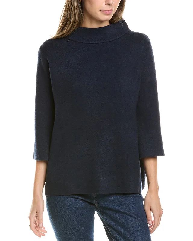 Effortless Wear Sporty Knit Vest FATE Mock Neck Sweater