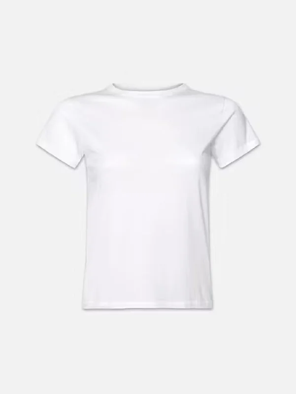 Easy Fashion Casual everyday women’s tees Fitted Crew Tee - White