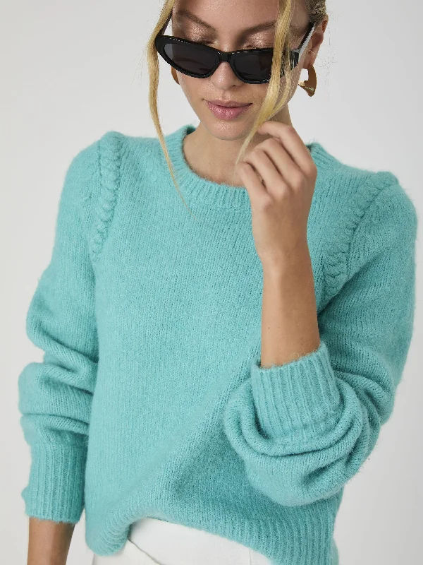 Versatile Casuals Patterned Fluffy Knit Braided Detail Sweater