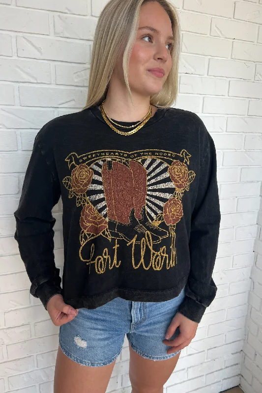 Comfortable Jeans Street casual style Fort Worth Boots Sweatshirt