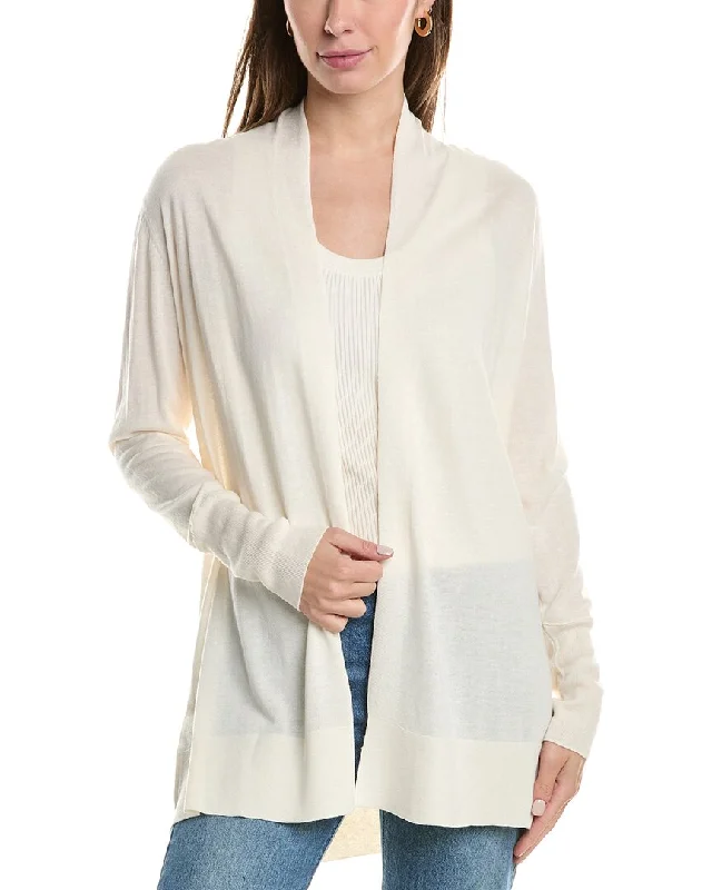 Simple Style Fitted Ribbed Knit Sweater Forte Cashmere Easy Silk & Cashmere-Blend Cardigan