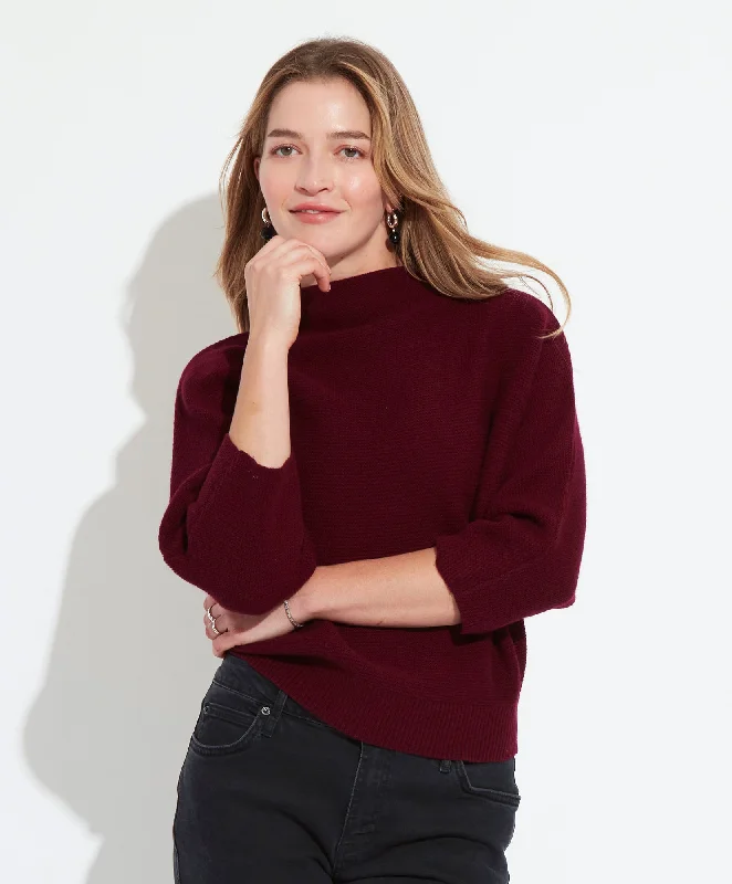 Relaxed Dresses Knit Polo Top Funnel Neck Sweater