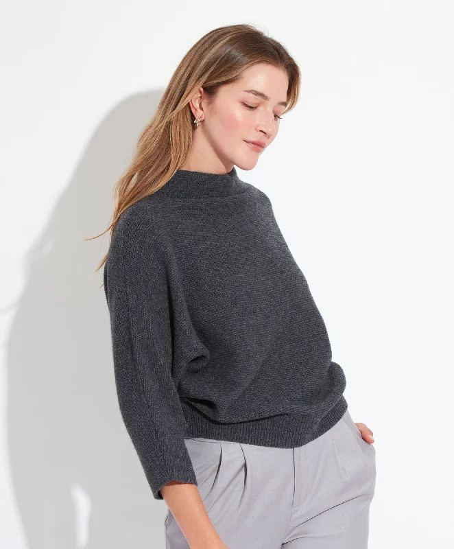 Luxe Comfort Knit Poncho Funnel Neck Sweater