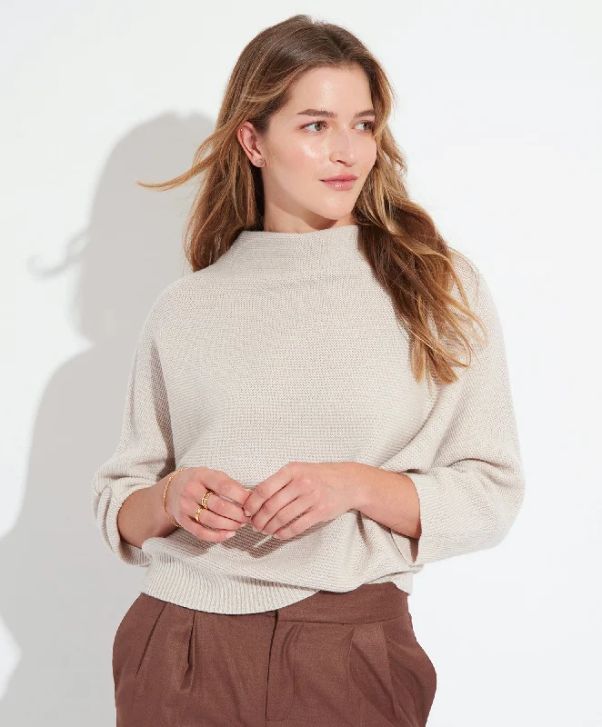 Minimal Comfort Knit Bodysuit Funnel Neck Sweater