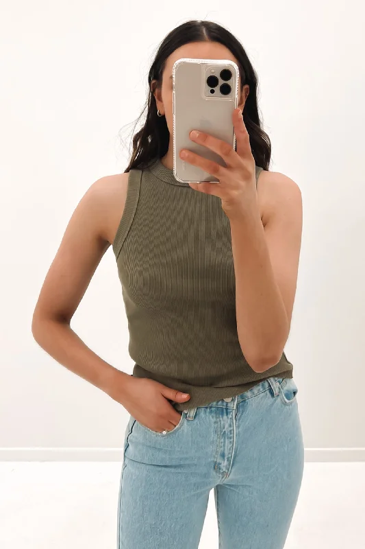 Trendy Casuals Elegant silk tank top for women Greta Tank Khaki