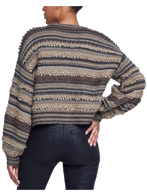 Casual Elegance Vintage Knit Sweater Harriet Womens Metallic Striped Cardigan Sweater