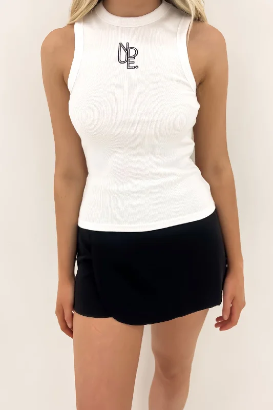 Elegant Wear Women’s cropped camisole Haven Emblem Tank White