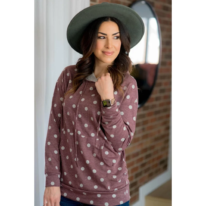 Relaxed Fit Wear Button-up Hoodie Heathered Polka Dot Hoodie