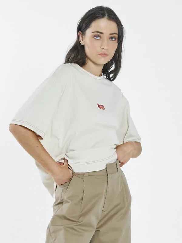 Timeless Style Minimalist women’s t-shirt Infinite Thrills Box Tee - Heritage White