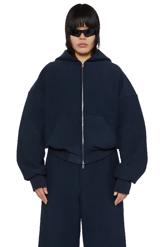Warm Comfort Luxe Fleece Hoodie V2 Loopback Zipped Hoodie in Ink