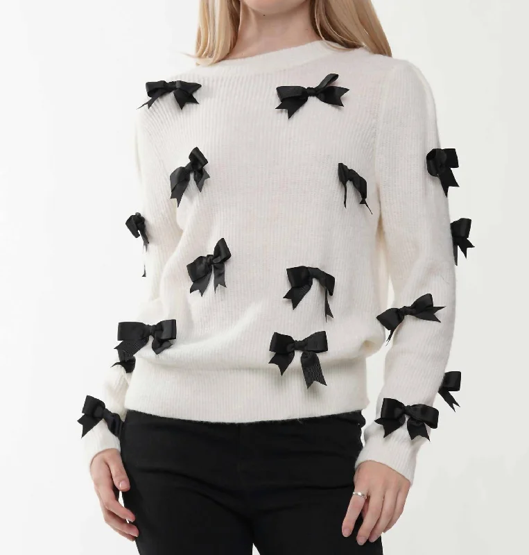 Chic Lounge Off-shoulder It's A Bow Time Long Sleeve Top In White