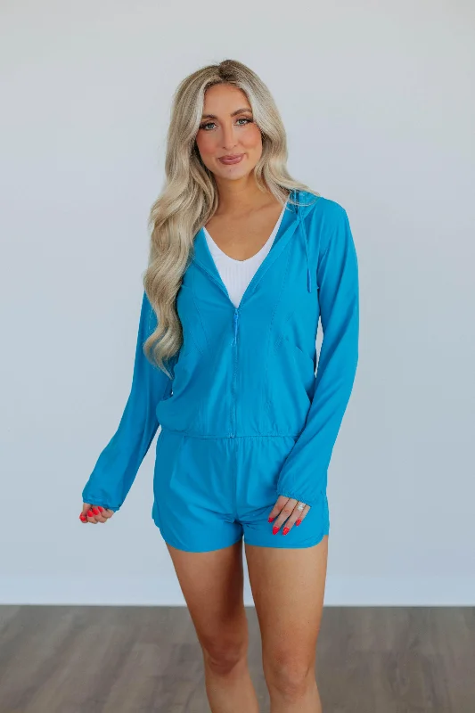 Soft Clothing Modern Hoodie Londyn Lightweight Jacket - Cerulean