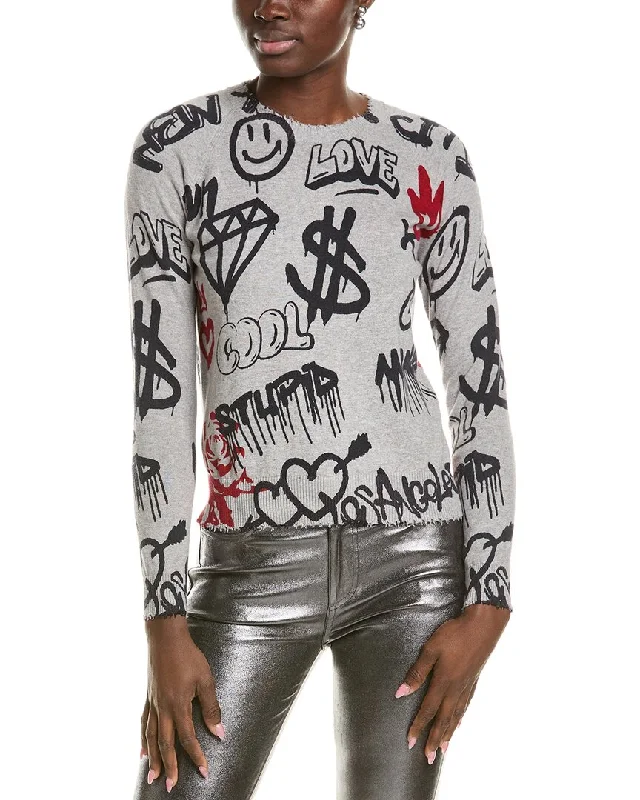 Weekend Comfort  Printed knit sweater Minnie Rose Cashmere-Blend Sweater