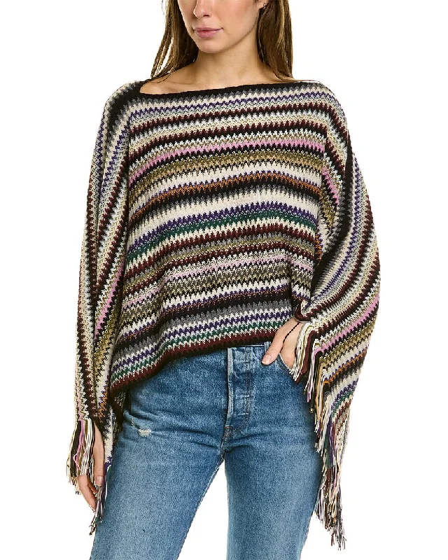 Minimal Comfort Knit Boat Neck Sweater  Missoni Wool-Blend Poncho